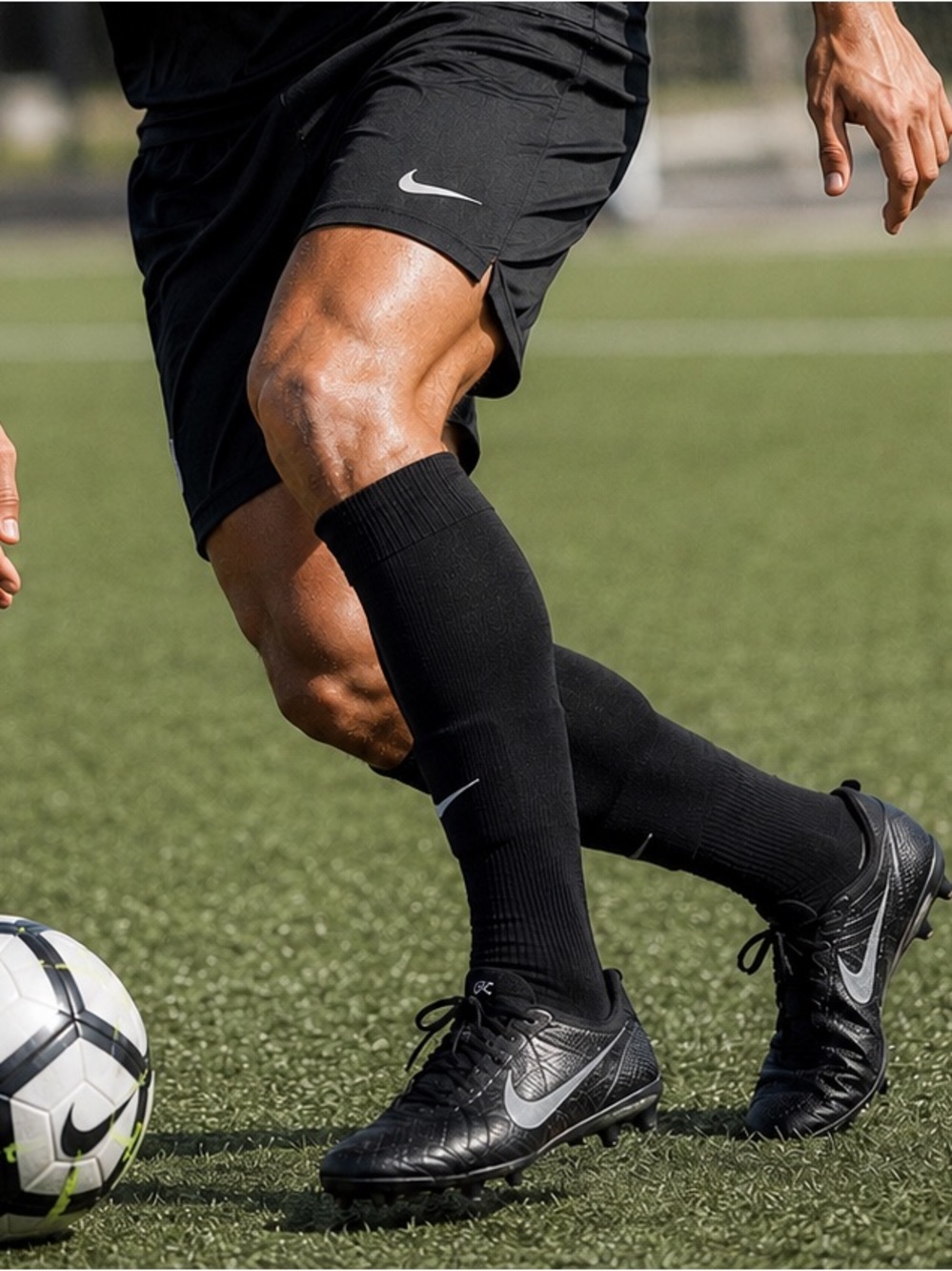 Nike Black Men's Athletic Cleats with Metallic Swoosh